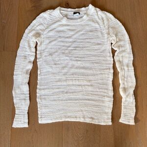 J. Crew Women's Sheer Textured Cream Crewneck Sweater - XS